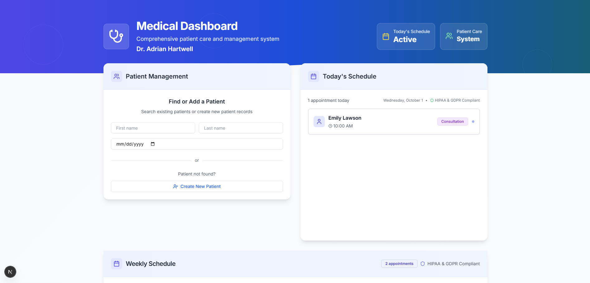 BeatCardio AI cardiologist dashboard showing patient overview, cardiovascular risk scores, and intelligent heart disease predictions
