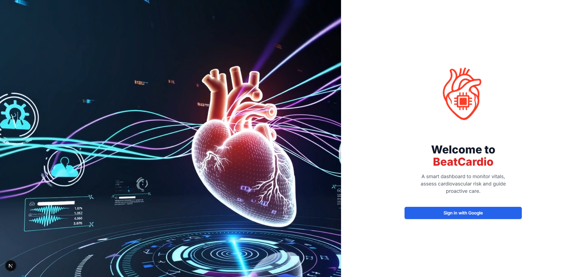 Secure HIPAA-compliant login for BeatCardio AI cardiovascular care platform